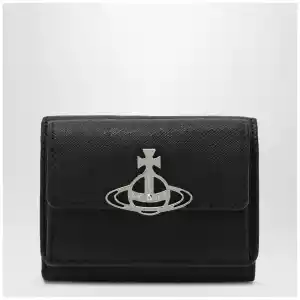 Vivienne Westwood Black leather wallet with Orb logo