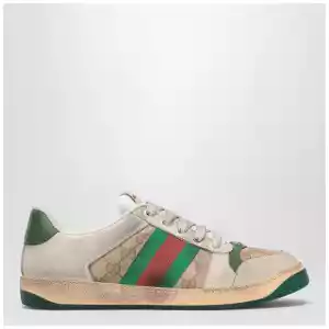 GUCCI Beige Screener Sneakers in Original GG fabric