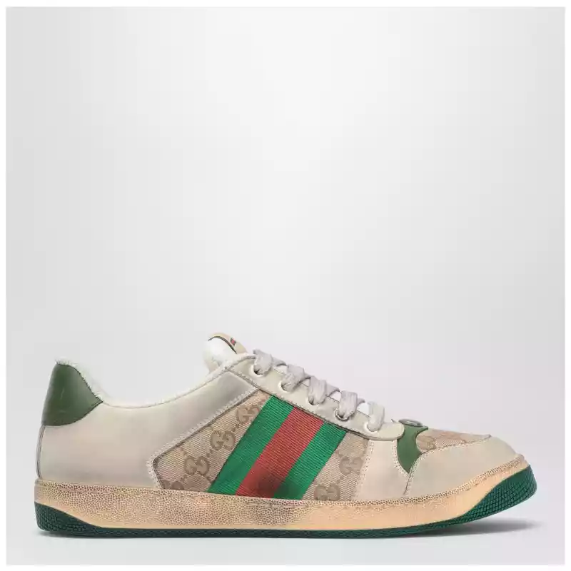 GUCCI Beige Screener Sneakers in Original GG fabric