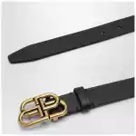 Balenciaga Black leather BB belt