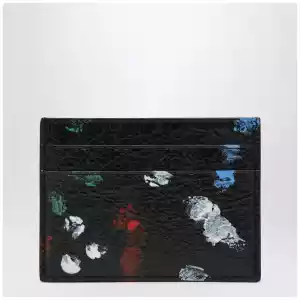 Balenciaga Cash leather card holder with painter’s print