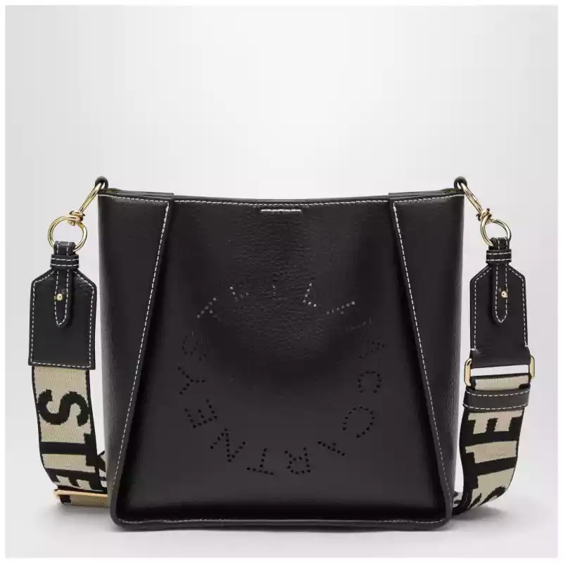700073WP0057_T_STELL-1000.a Stella McCartney Square black crossbody bag with logo