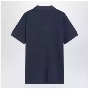 Polo Ralph Lauren Navy mélange cotton Custom Slim-Fit polo shirt
