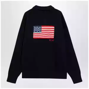 Polo Ralph Lauren Navy blue polo sweater with flag motif