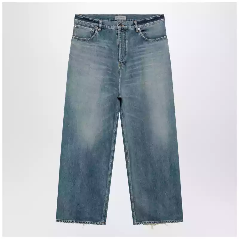 745213TDW14_T_BALEN-5002.x Balenciaga Baggy jeans in blue cotton denim