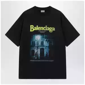 Balenciaga The Address men’s regular-fit T-shirt in faded black cotton