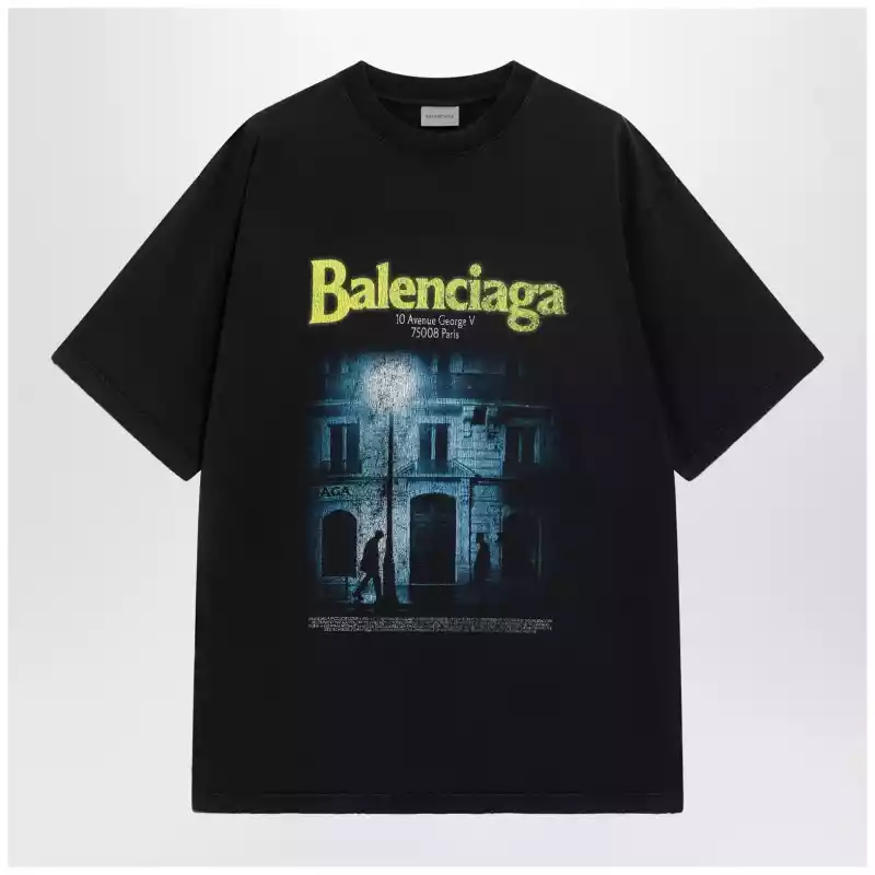 Balenciaga The Address men’s regular-fit T-shirt in faded black cotton