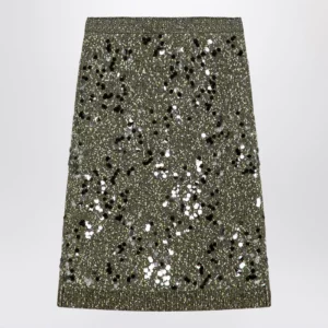GUCCI Dark green viscose and tweed blend skirt