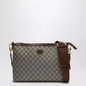 GUCCI Small shoulder bag in beige and ebony GG fabric