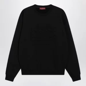 GUCCI Black brushed cotton jersey sweatshirt