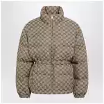 GUCCI Belted jacket in beige GG fabric