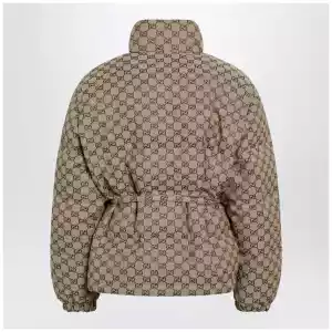 GUCCI Belted jacket in beige GG fabric