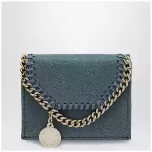 Stella McCartney Light Blue Falabella Trifold Wallet With Chain