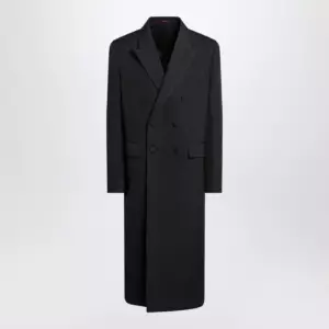 GUCCI Long double-breasted grey wool coat