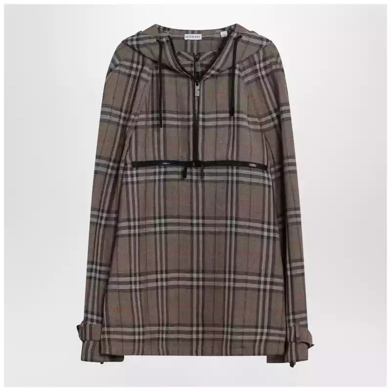 8108324165277_Q_BURBE-C1846.x Burberry Half-zip jacket with Check pattern in silk blend