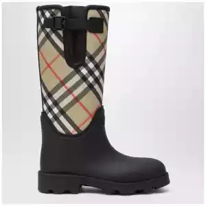 Burberry Tall black Marsh Stamp rubber boots