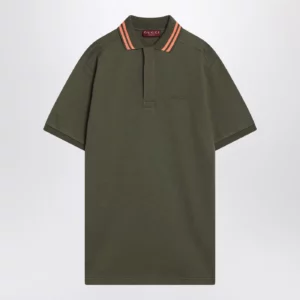 GUCCI Moss green polo in cotton blend