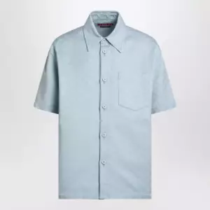 GUCCI Light blue cotton shirt with GG jacquard