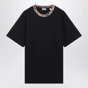 Burberry Navy T-shirt with Check trims