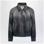 Burberry Coated denim aviator jacket in mid blue
