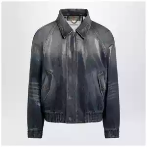 Burberry Coated denim aviator jacket in mid blue