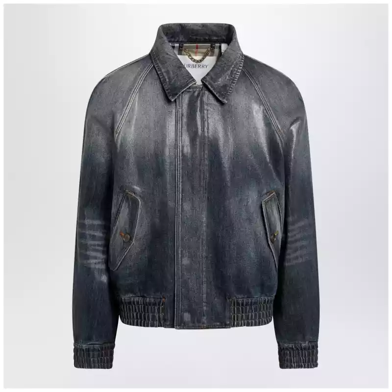Burberry Coated denim aviator jacket in mid blue