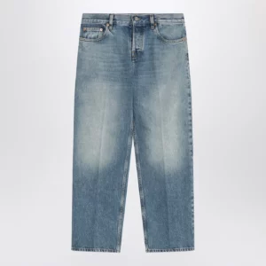 GUCCI Straight light blue jeans with faded effect