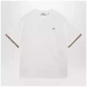 Burberry Cotton jersey T-shirt with Check trim in chalk