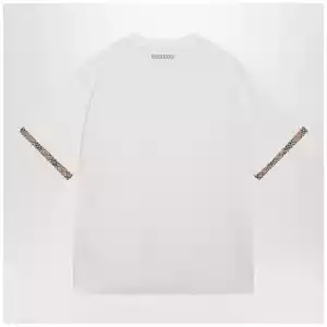 Burberry Cotton jersey T-shirt with Check trim in chalk