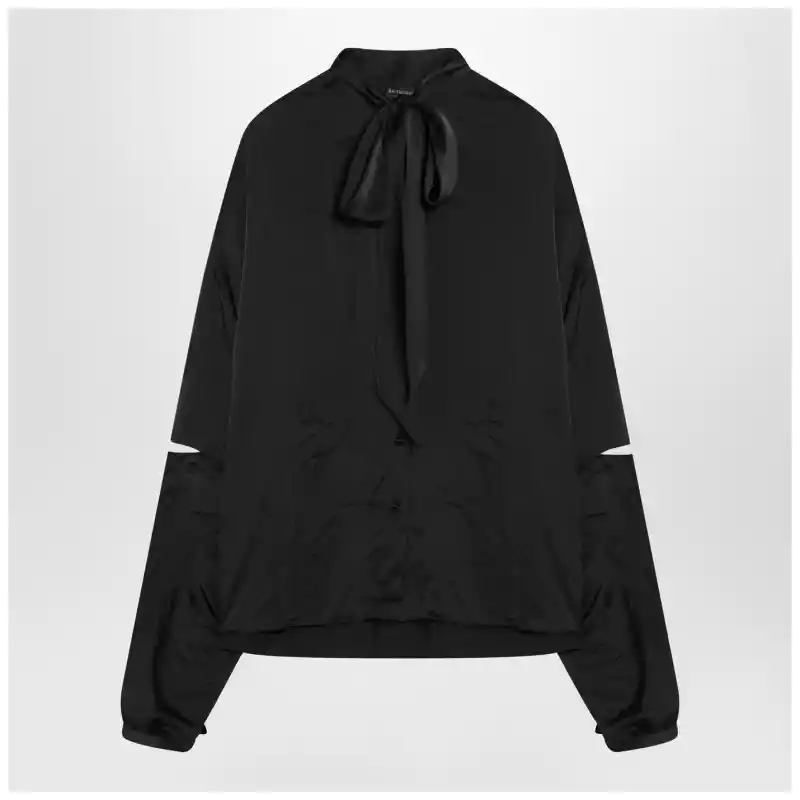 Balenciaga Black satin blouse with bow