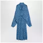 Balenciaga Midi dress with bow and blue print