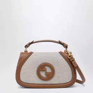 GUCCI Blondie medium minus bag in fabric and brown leather