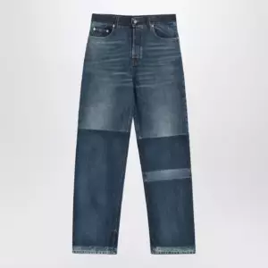 GUCCI Two-tone wide-leg jeans with stone-washed treatment