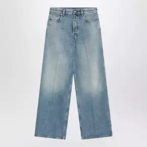 GUCCI Wide light blue jeans with faded effect