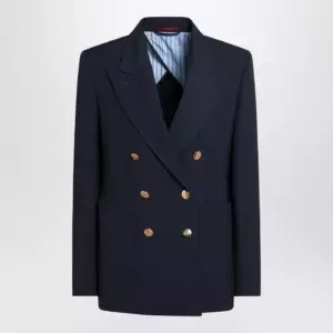 GUCCI Double-breasted blue jacket in cotton
