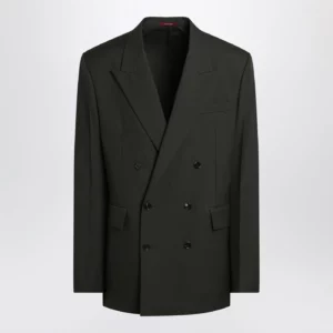 GUCCI Military green double-breasted jacket in wool