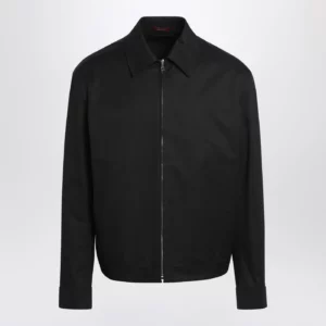 GUCCI Black cotton twill jacket with Web detail
