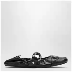 Balenciaga City black ballet flats in Arena lambskin leather