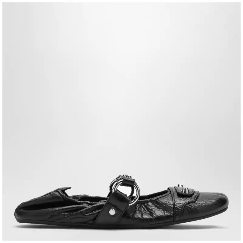 Balenciaga City black ballet flats in Arena lambskin leather