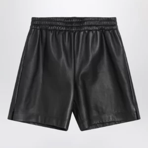 GUCCI Black leather Bermuda shorts