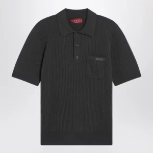 GUCCI Military green wool and cashmere polo