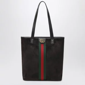 GUCCI Medium Ophidia shopping bag in brown suede