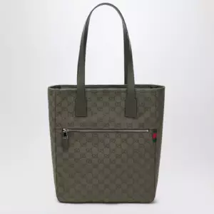 GUCCI Medium shopping bag in green GG fabric