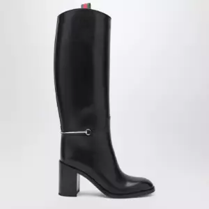 GUCCI Tall black boot with slim Horsebit