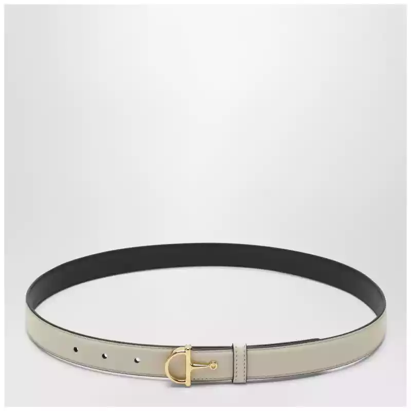 GUCCI Thin ivory belt with Half Horsebit buckle