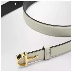 GUCCI Thin ivory belt with Half Horsebit buckle