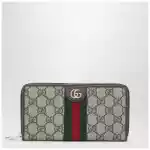GUCCI Ophidia zip-around wallet in beige and brown GG Supreme canvas