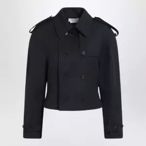 Alexander McQueen Short double-breasted navy blue jacket