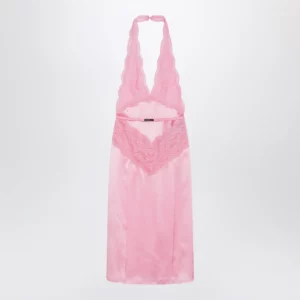 GUCCI Pink satin and lace dress