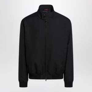 GUCCI Blue zip-up jacket in wool-blend twill
